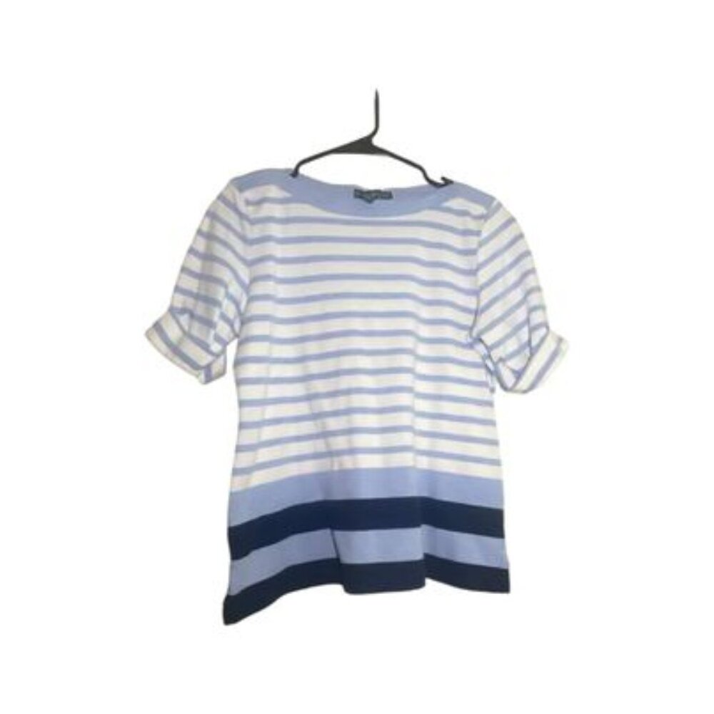 Karen Scott Striped Blue Shirt Size PM